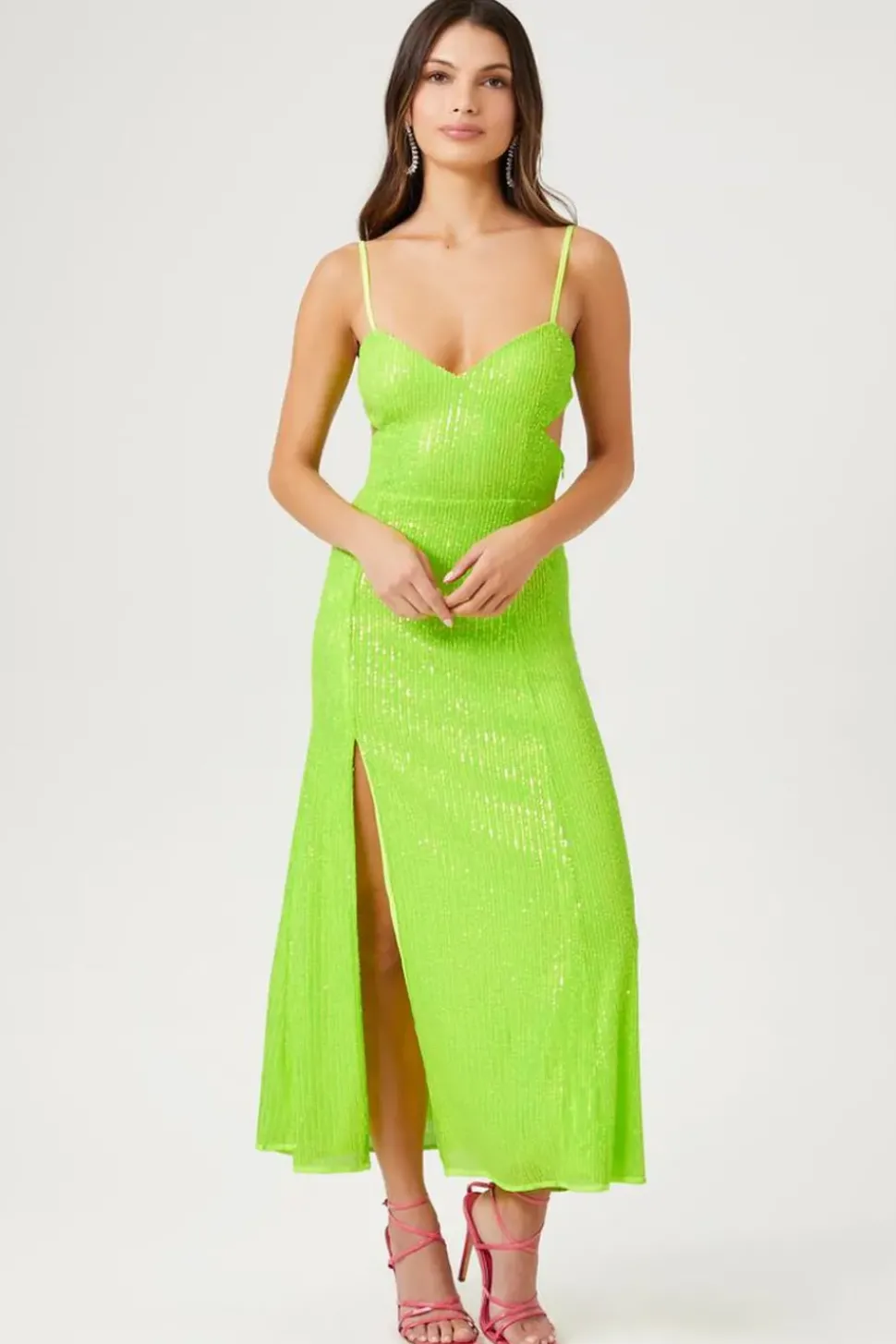 Sequin Cutout Cami Midi Dress