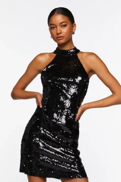 Sequin Halter Mini Dress