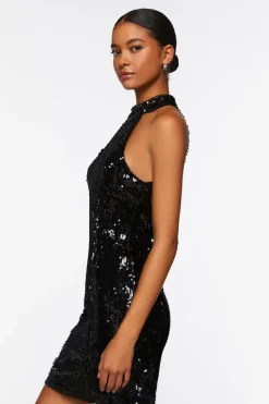 Sequin Halter Mini Dress