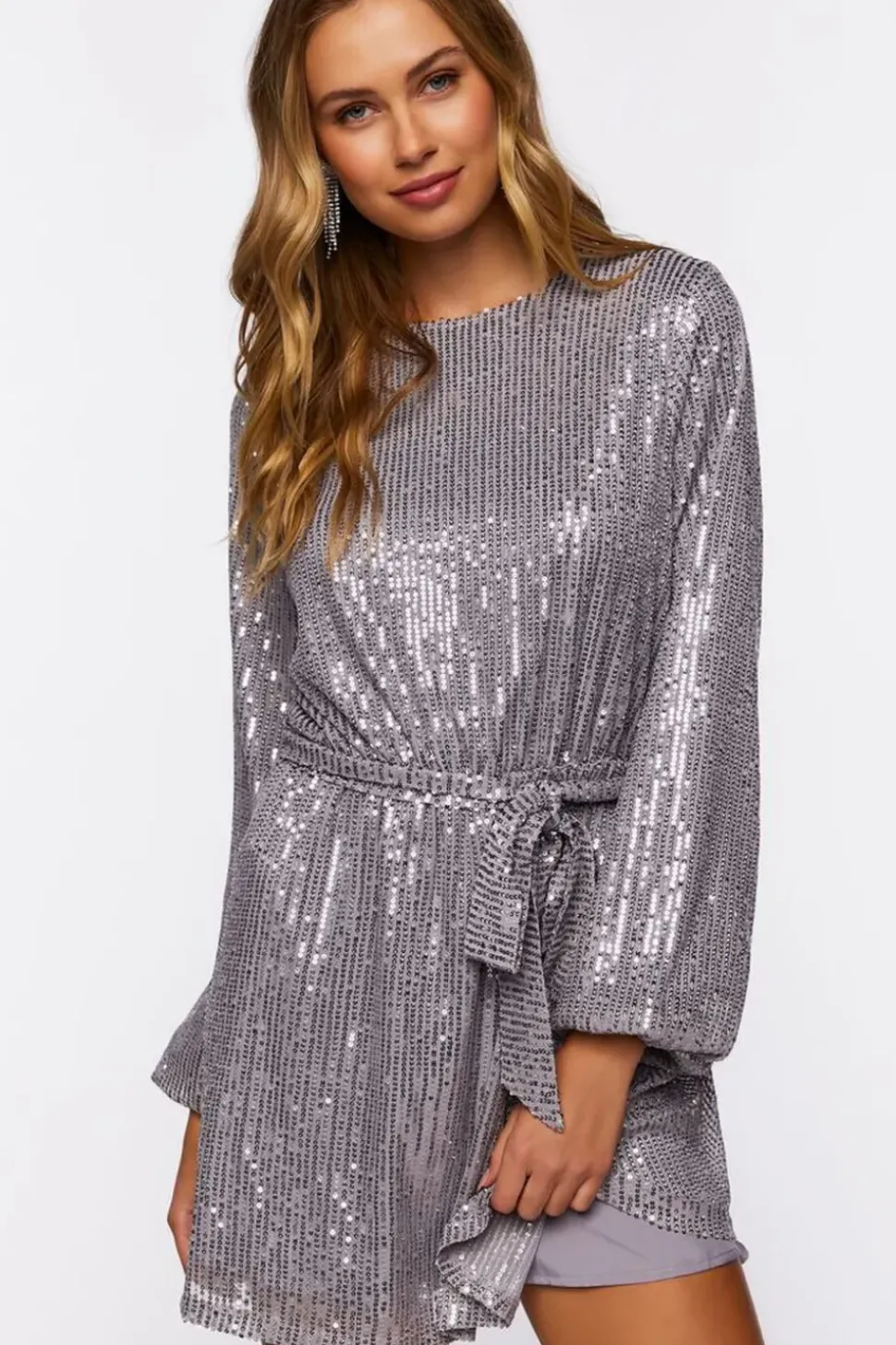Sequin Long-Sleeve Mini Dress