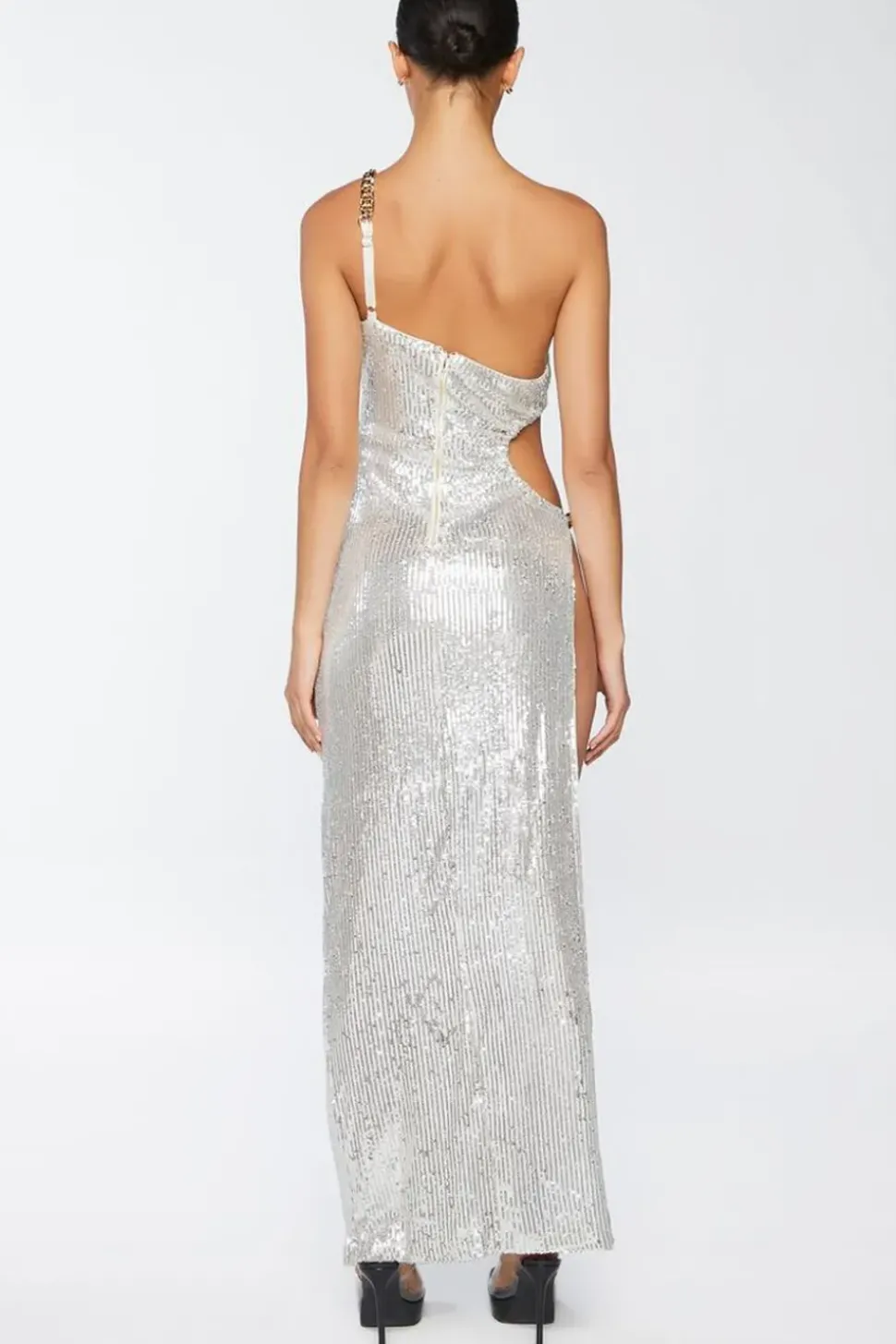 Sequin One-Shoulder Gown