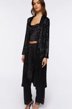 Sequin Open-Front Kimono