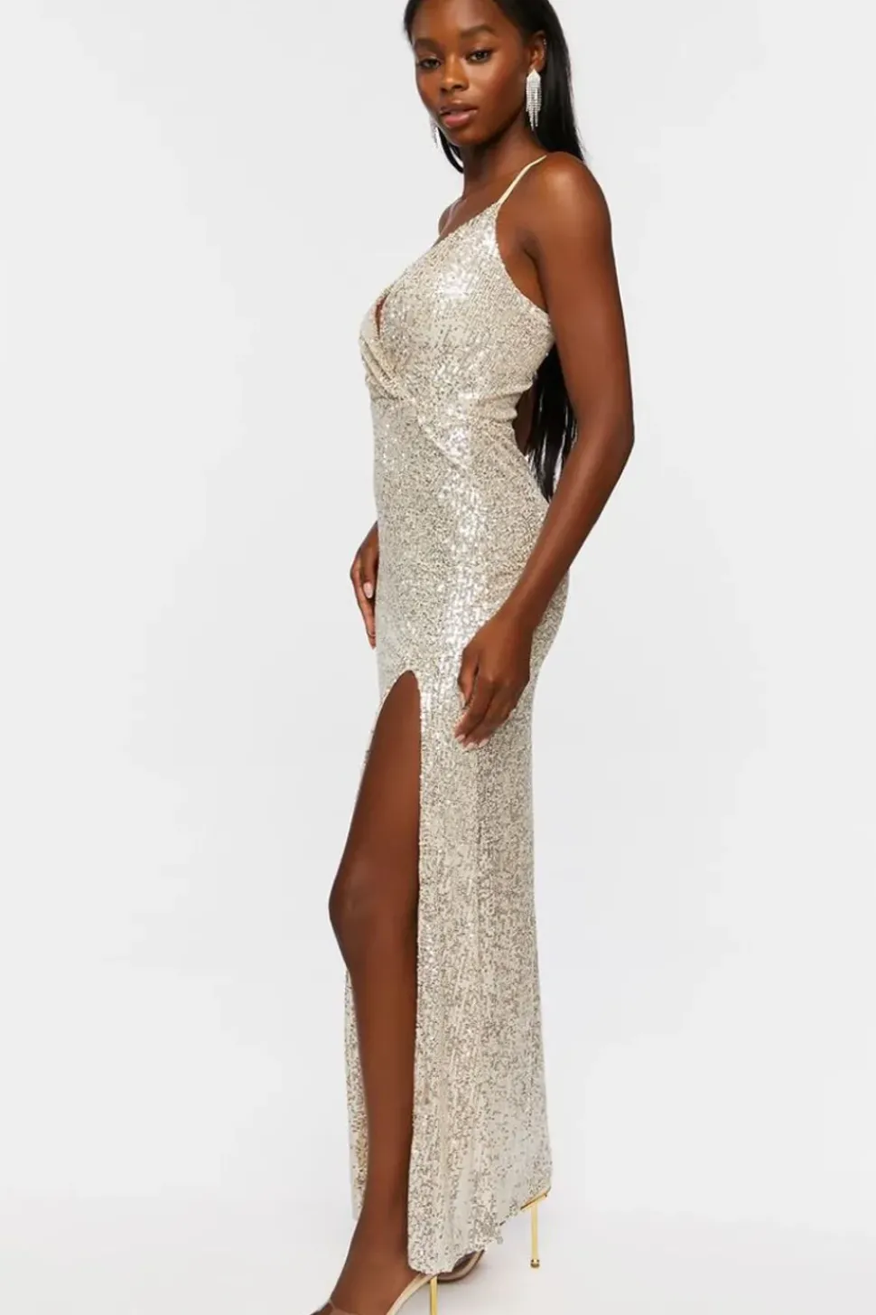 Sequin Surplice Maxi Dress