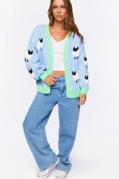 Sheep Embroidered Cardigan Sweater