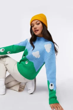 Sheep Intarsia-Knit Sweater