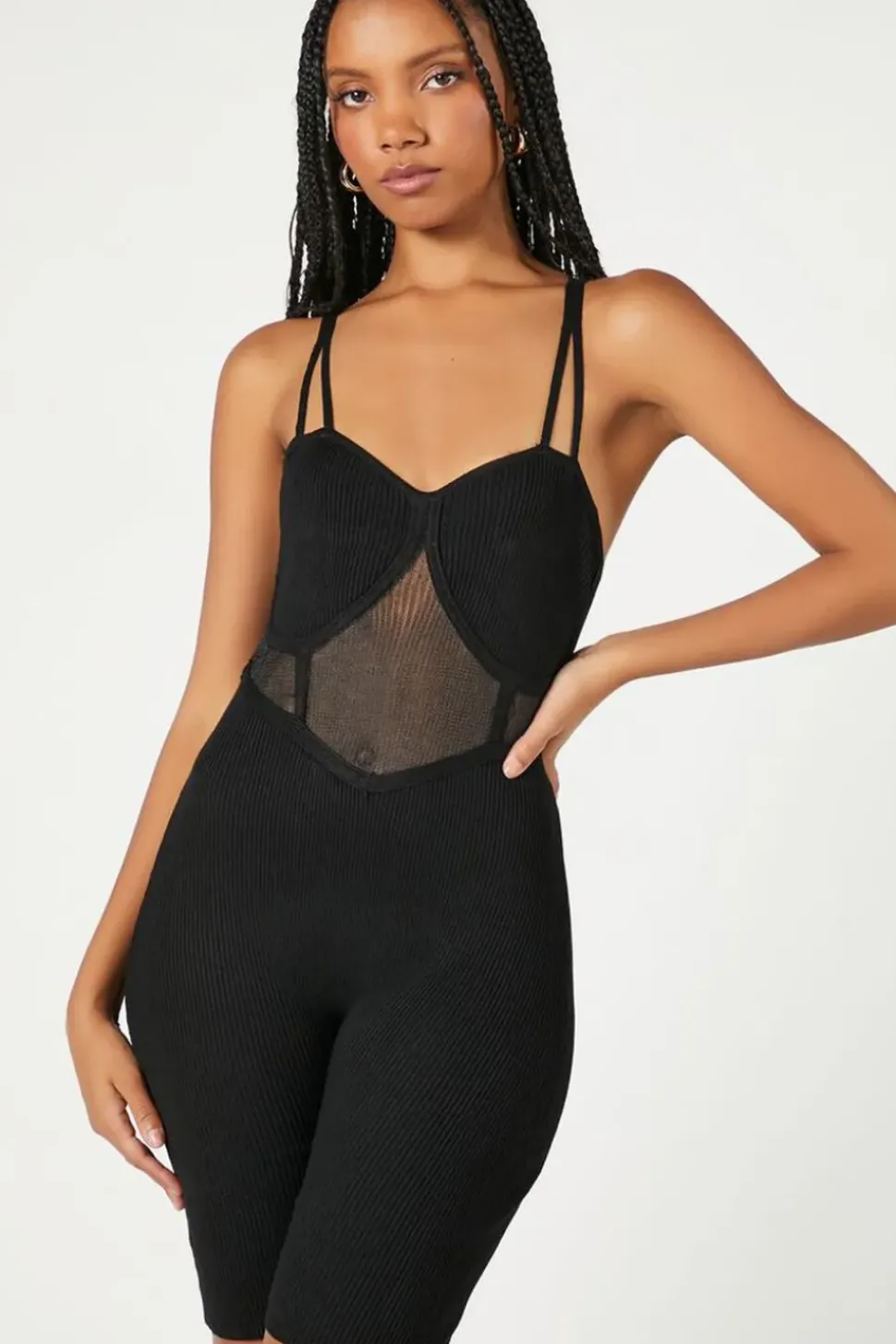 Sheer Bustier Cami Romper