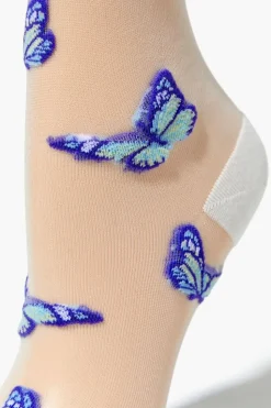 Sheer Butterfly Crew Socks