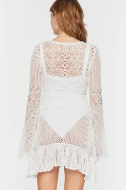 Sheer Crochet Bell-Sleeve Dress