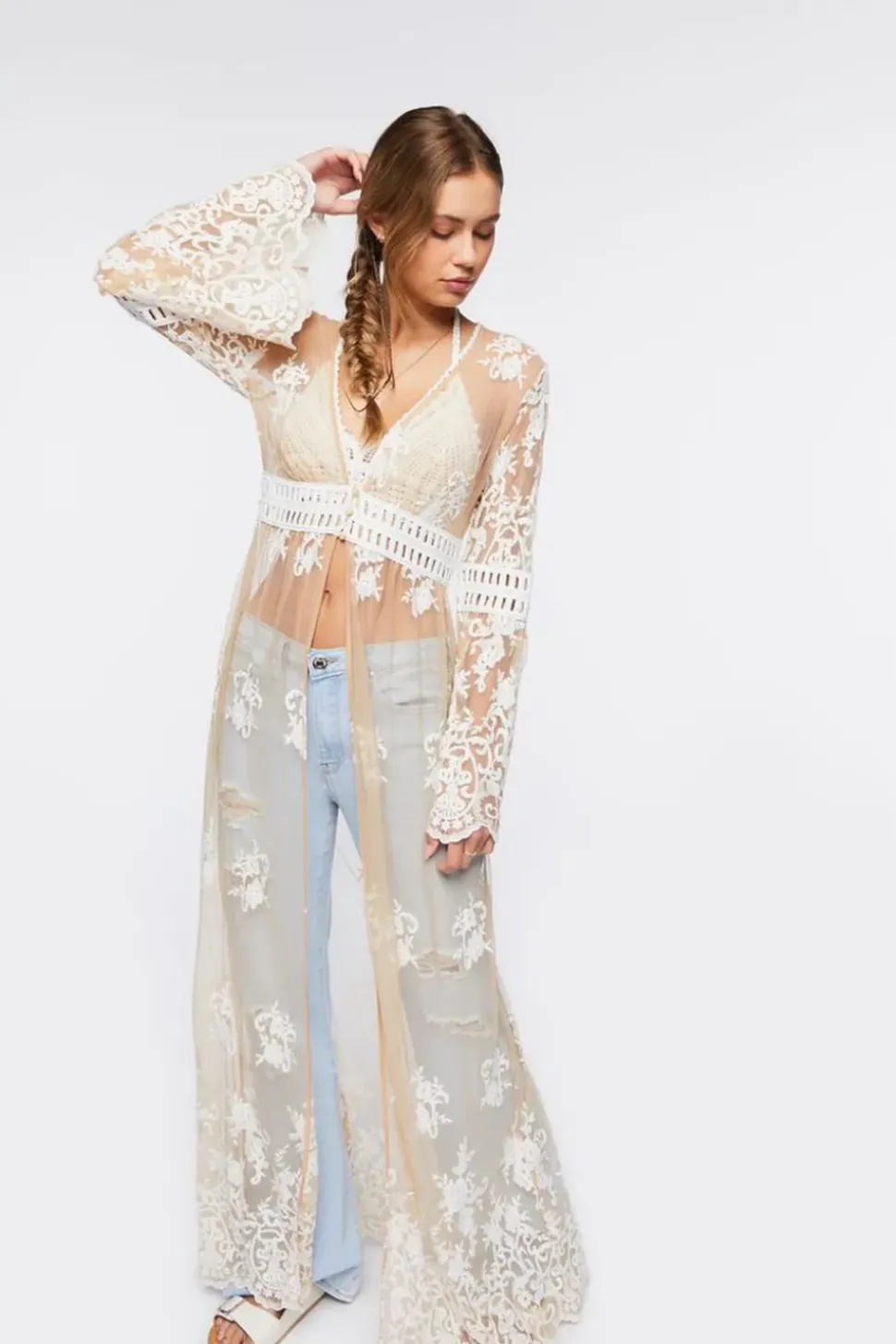 Sheer Crochet Lace Kimono