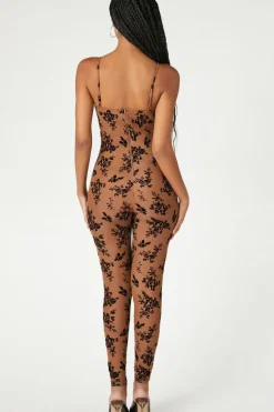 Sheer Floral Mesh Jumpsuit