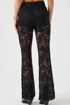 Sheer Lace Flare Pants