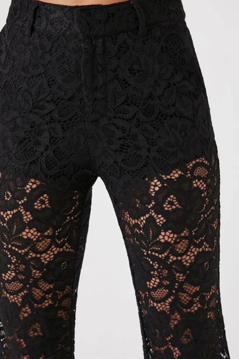 Sheer Lace Flare Pants