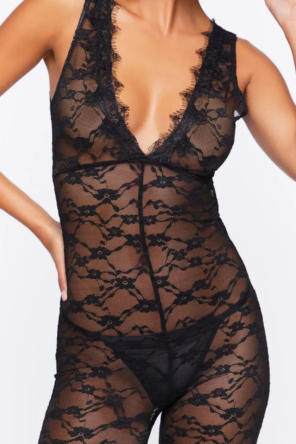 Sheer Lace Lingerie Jumpsuit