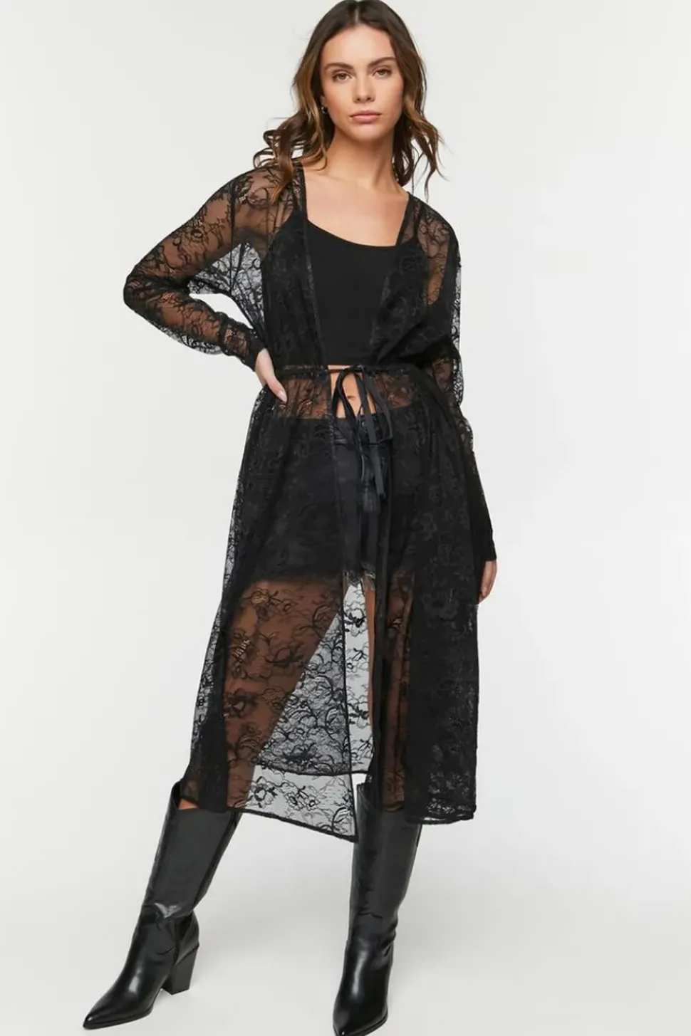 Sheer Lace Longline Jacket