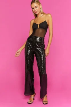 Sheer Mesh Cutout Bodysuit