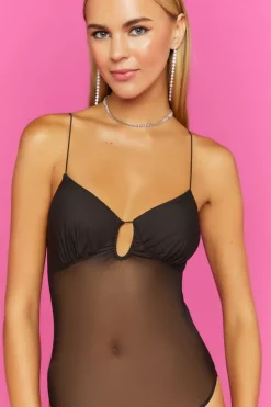 Sheer Mesh Cutout Bodysuit