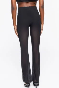 Sheer Mesh High-Rise Flare Pants