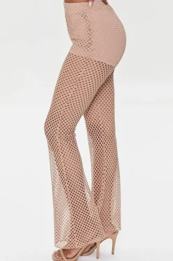Sheer Mesh High-Rise Flare Pants