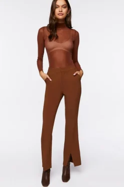 Sheer Mesh Mock Neck Top