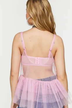 Sheer Mesh Tiered Ruffle Cami