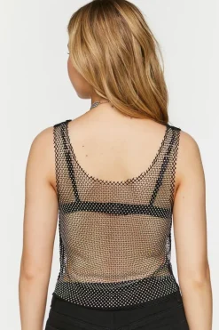 Sheer Rhinestone Netted Tank Top