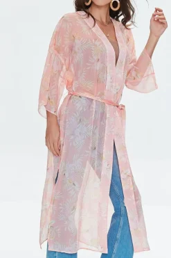 Sheer Seashell Print Kimono