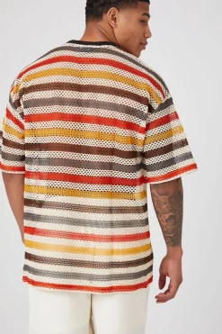 Sheer Striped Mesh Netted Tee