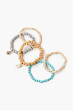 Shell Charm Stretch Bracelet Set
