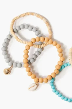 Shell Charm Stretch Bracelet Set
