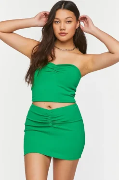 Shirred Bodycon Mini Skirt