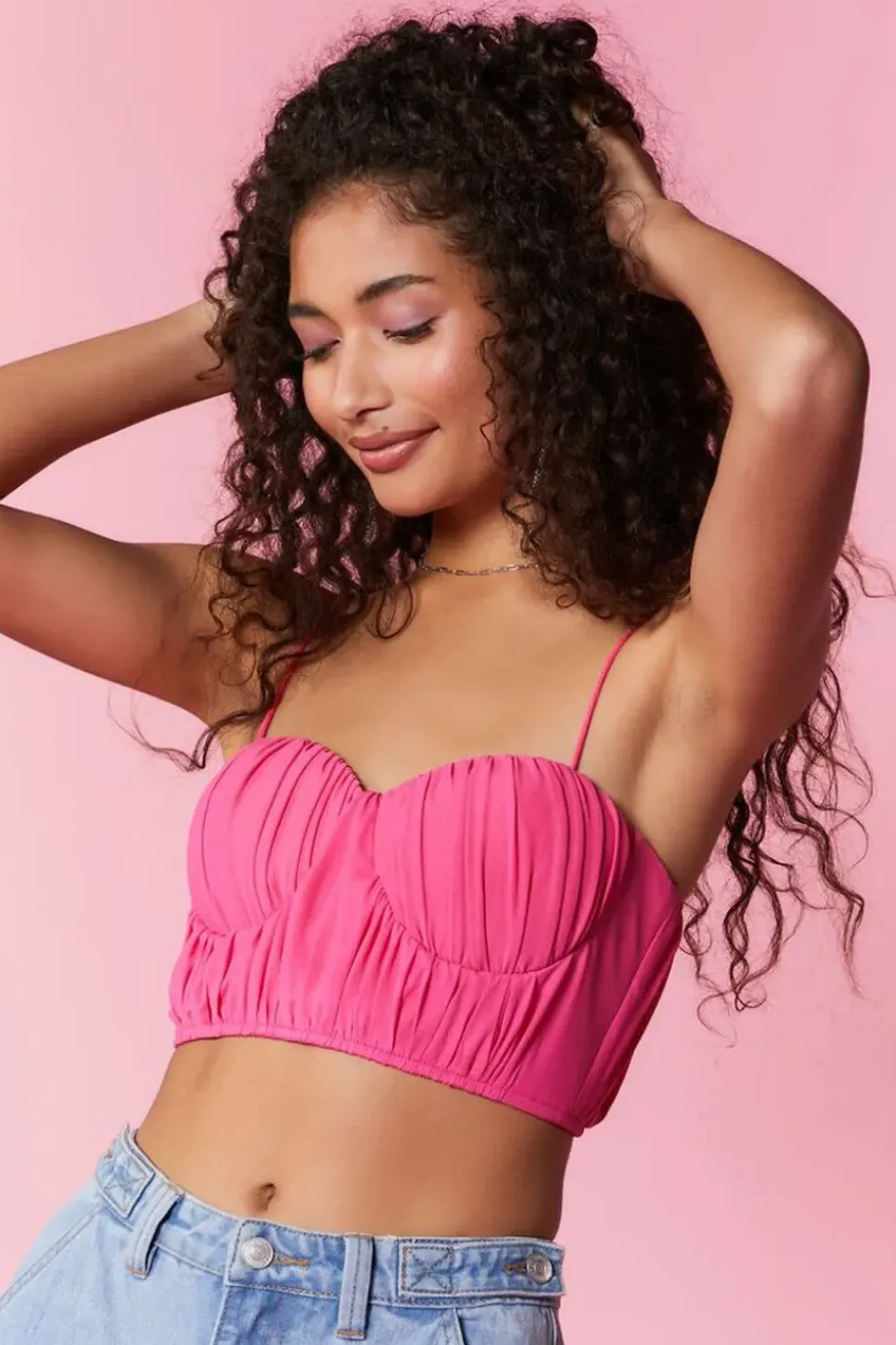 Shirred Cropped Bustier Cami