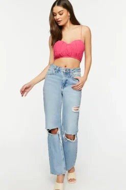 Shirred Cropped Bustier Cami