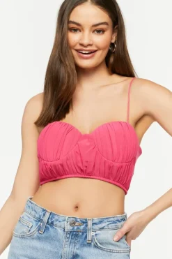 Shirred Cropped Bustier Cami