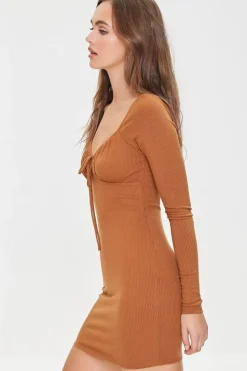 Shirred Long Sleeve Mini Dress