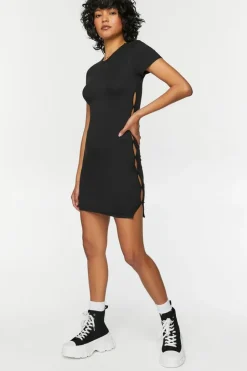 Short-Sleeve Cutout Mini Dress