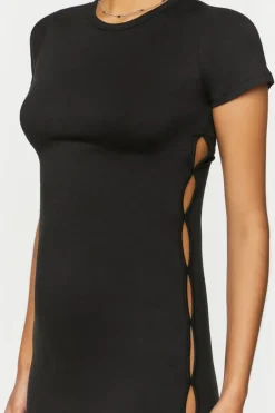 Short-Sleeve Cutout Mini Dress