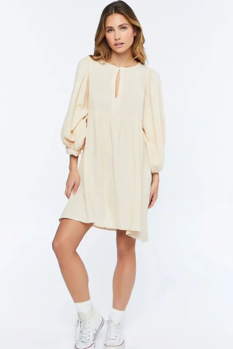 3/4 Sleeve Keyhole Babydoll Dress