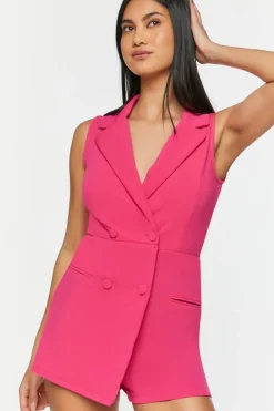 Sleeveless Double-Breasted Romper