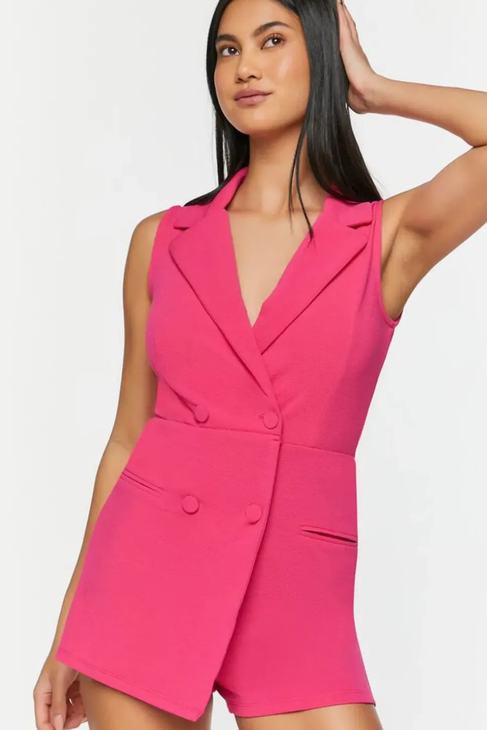 Sleeveless Double-Breasted Romper