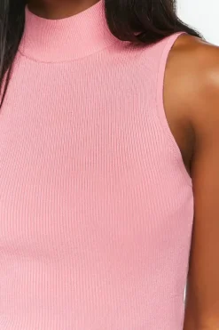 Sleeveless Mock Neck Sweater-Knit Top