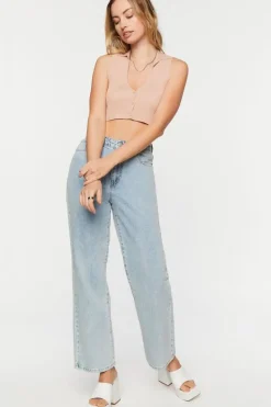 Sleeveless Sweater-Knit Crop Top
