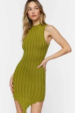 Sleeveless V-Hem Bodycon Mini Dress