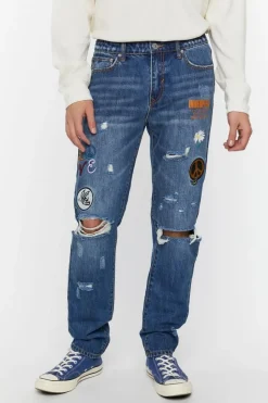 Slim-Fit Patch Jeans