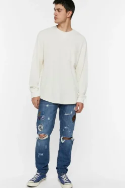 Slim-Fit Patch Jeans