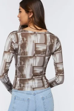 Slinky Abstract Print Top
