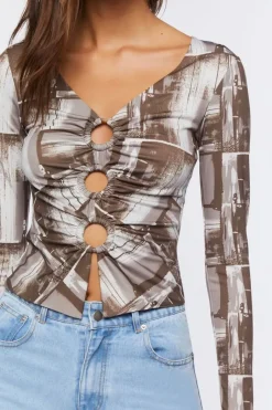 Slinky Abstract Print Top