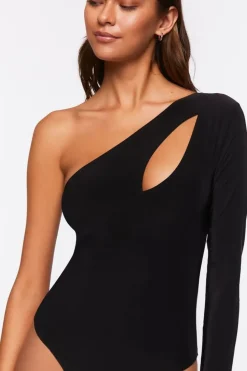 Slinky One-Shoulder Cutout Bodysuit
