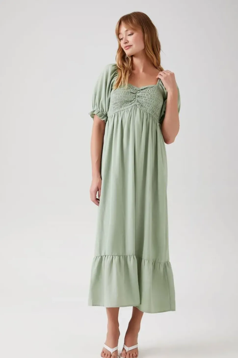 Smocked Babydoll Maxi Dress