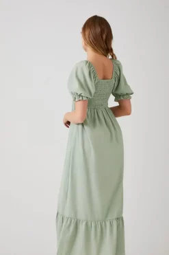 Smocked Babydoll Maxi Dress