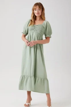Smocked Babydoll Maxi Dress